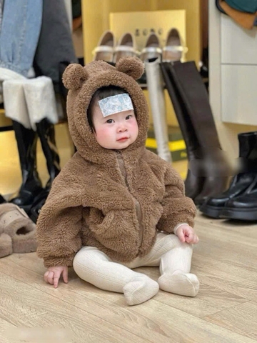 ÁO LÔNG MŨ TAI GẤU DÀI TAY BÉ TRAI BÉ GÁI