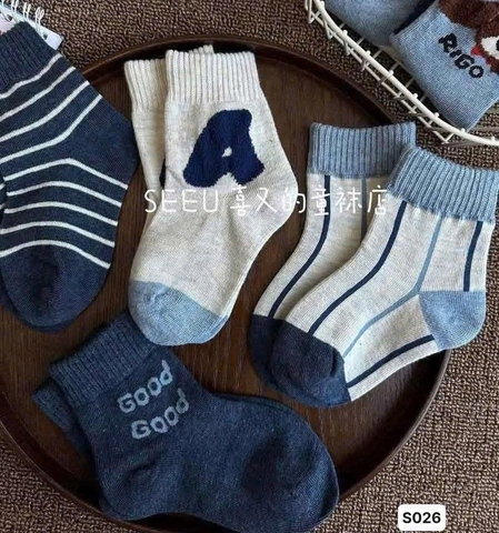 ĐỒ LÓT - SET 5 ĐÔI TẤT COTTON CUTE BÉ TRAI BÉ GÁI