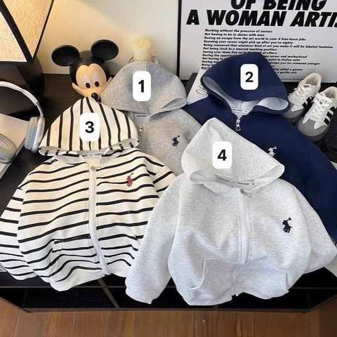 ÁO KHOÁC NỈ MŨ DÀI HOODY HAI DA BÉ TRAI