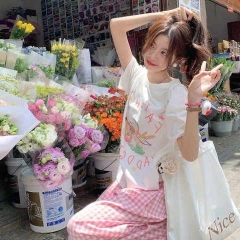 SET BỘ ÁO PHÔNG MIX QUẦN SUÔNG KẺ HỒNG NỮ