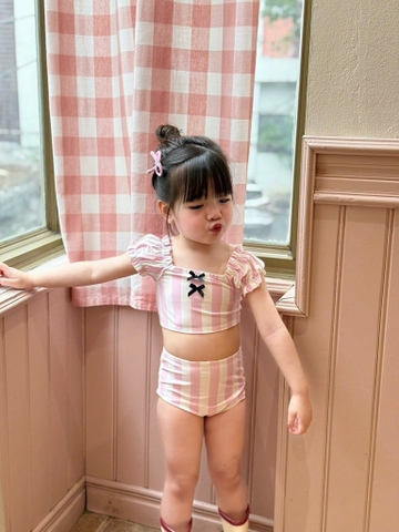 SET BIKINI KẺ HỒNG BÉ GÁI