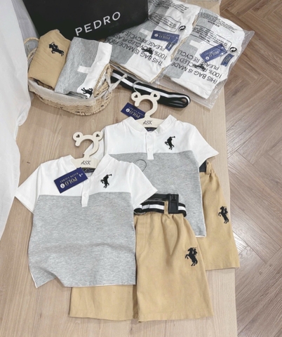 SET CỘC POLO THÊU NGỰA KÈM ĐAI BÉ TRAI SẴN (XẢ 69k)