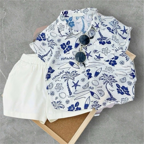 SET CÂY DỪA HAWAI QUẦN TRẮNG BÉ TRAI( xả 69k )