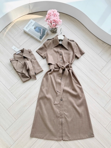VÁY NÂU MĂNG TÔ ĐAI EO DÁNG DÀI NỮ (SALE 145k)