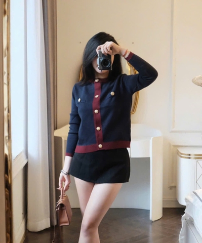 ÁO LEN CDG PHỐI MÀU THAN VIỀN ĐỎ NỮ THU ĐÔNG