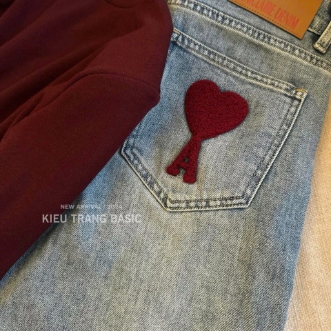 QUẦN BÒ NỮ SUÔNG THÊU TIM ĐỎ TÚI SAU SẴN(SALE 100k)