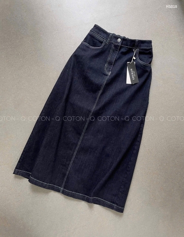 CHÂN VÁY DÀI JEAN NỮ CHỈ NỔI XẺ SAU SẴN