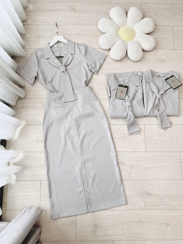 SET CỔ VEST NỮ CÁCH ĐIỆU TAY GẬP MIXX CV XẺ TRƯỚC SẴN