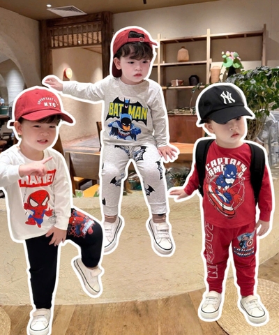SET 3 BỘ DÀI TAY SPIDERMAN BATMAN BÉ TRAI SẴN