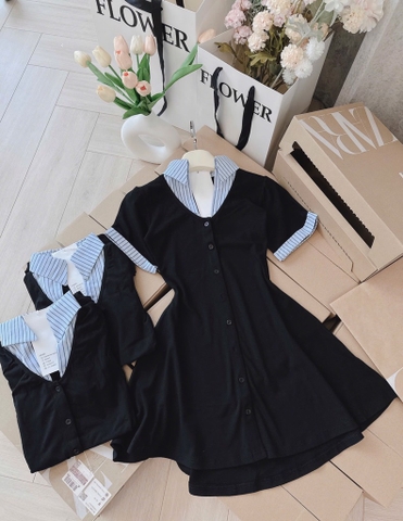 VÁY SWEET DÁNG A PHA CỔ SƠ MI NỮ SẴN (SALE 105k)