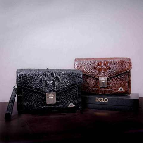 Clutch da cá sấu khóa số 2 ngăn PKCAT03