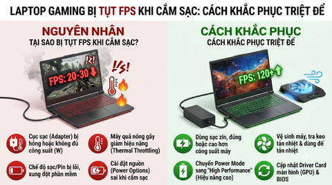 Laptop Gaming Bị Tụt FPS Khi Cắm Sạc: Cách Khắc Phục Triệt Để