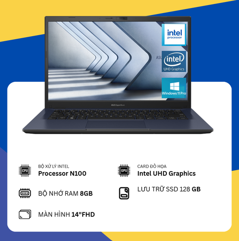 ASUS ExpertBook B1 CPU N100/ 8GB RAM/ 128GB SSD/ 14"FHD (Deep Blue)