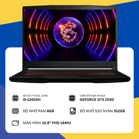 MSI Gaming GF63 12UCX (i5 12450H/8GB RAM/SSD 512GB/RTX 2050/15.6" FHD 144Hz)
