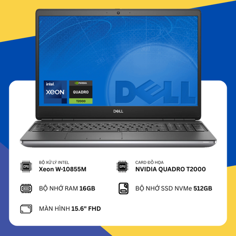 Dell Precision 7550 (Intel Xeon W-10855M/16GB RAM/SSD 512GB/NVIDIA Quadro T2000/15.6" FHD)