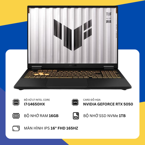 ASUS TUF Gaming F16 FX608JHR (i7-14650HX/16GB RAM/SSD 1TB/NVIDIA GeForce RTX 5050/16" FHD+ 165Hz) - NEW