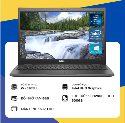 Laptop Dell Latitude 3500 (i5-8265U/8GB RAM/SSD 128GB+HDD 500GB/15.6" FHD)