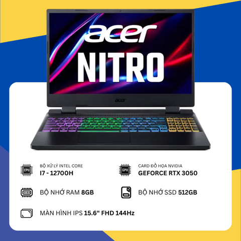 Acer Gaming Nitro 5 Tiger AN515-58 (i7-12700H/8GB RAM/SSD 512GB/RTX 3050/15.6" FHD 144Hz)