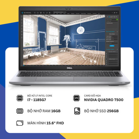 Laptop Dell Precision 3560 (i7-1185G7 / 16GB RAM / 256GB SSD / NVIDIA Quadro T500 / Màn 15.6 inch FHD)