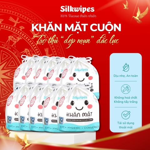Combo 10 Cuộn Khăn Mặt Có Túi 52 Miếng - C10