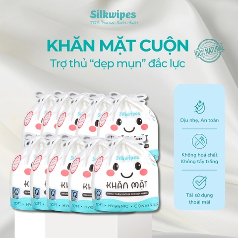 Combo 10 Cuộn Khăn Mặt Có Túi 52 Miếng - C10