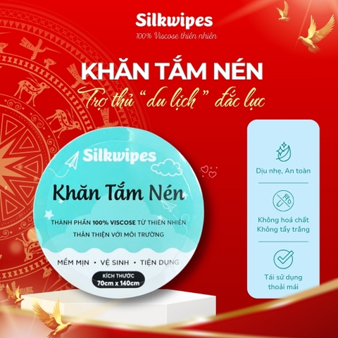 Khăn tắm nén du lịch tròn Silkwipes KT 70x140cm - KT1