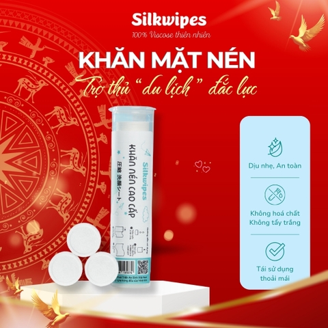 01 Lọ khăn mặt nén 10 Viên Silkwipes - L1