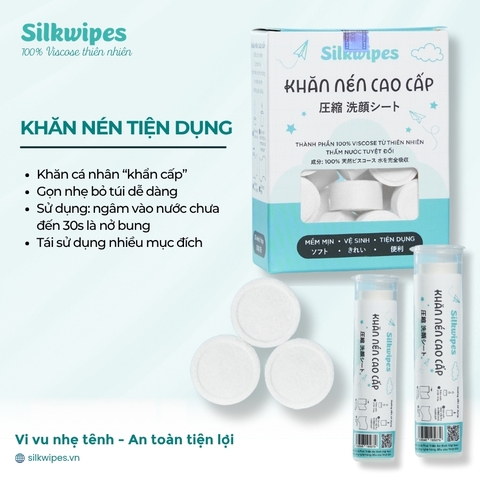 01 Lọ khăn mặt nén 10 Viên Silkwipes - L1