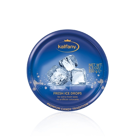 Kẹo hoa quả ngậm KALFANY – Vị Bạc hà lạnh – Hộp thiếc 150g