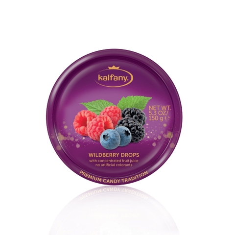 Kẹo hoa quả ngậm KALFANY – Vị Nho dâu – Hộp thiếc 150g