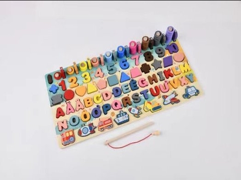 6in1 TV (bảng gỗ số, chữ, câu cá) N7-Y