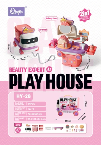 Ô tô 2in1 biến hình trang điểm hồng mã HY-28