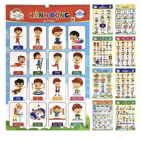 Tranh treo tường kỹ năng 10 chủ đề, 5 tờ quét mã QR