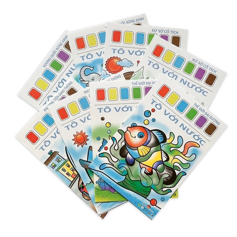 Tranh tô màu khô, màu được ép khô trên từng trang giấy ( tệp 6 tờ)