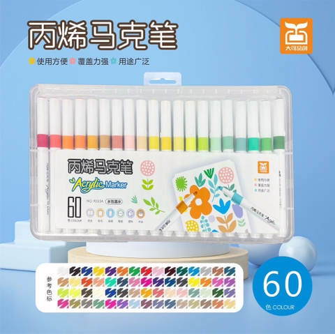 (GIÁ 1 THÙNG đã gồm VAT) - 9053A - Bút Màu Vẽ Acrylic Marker 60 màu