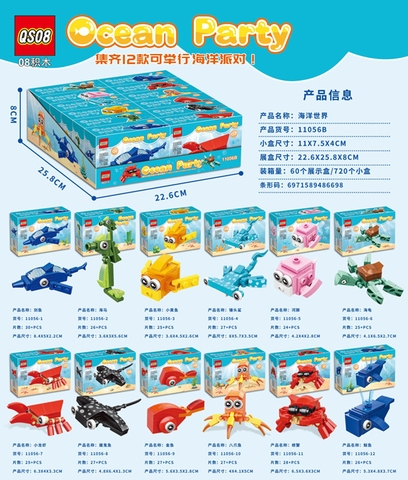 Bộ xếp hình động vật biển 12 mẫu mã 11056B ( Bán khay 12 mẫu)