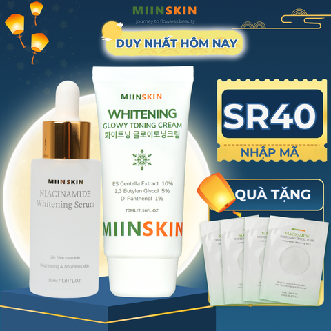 Combo dưỡng trắng da Serum Miinskin 5% Niacinamide + Kem dưỡng trắng nâng tone 70ml