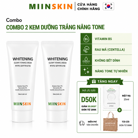 Combo 2 Kem Dưỡng Da Nâng Tone Và Ngừa Nếp Nhăn Miinskin - Miinskin Whitening Glowy Toning Cream