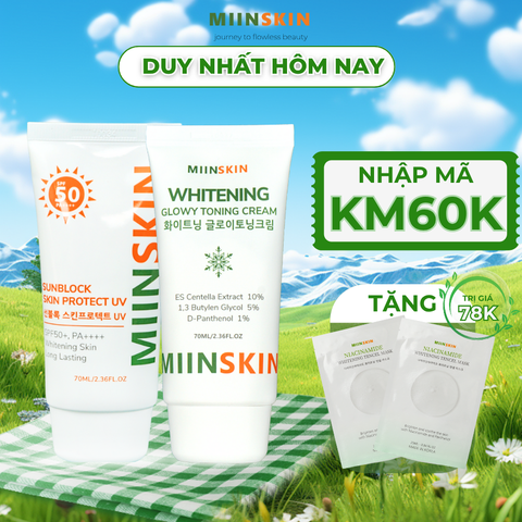 Combo kem chống nắng 70ml và kem dưỡng nâng tone 70ml Miinskin