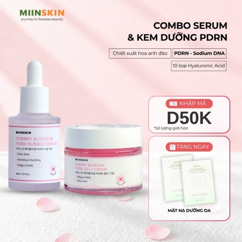 Combo serum và kem dạng thạch PDRN Hoa anh đào MIINSKIN