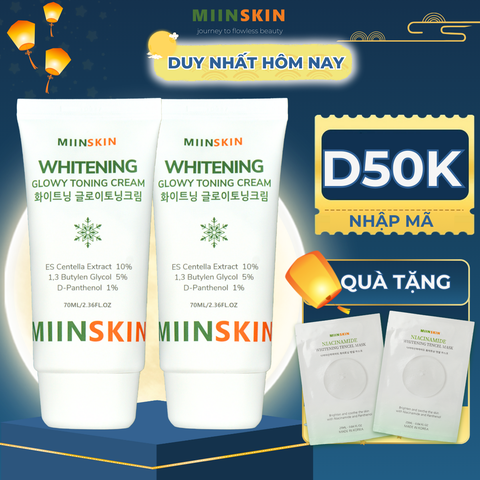 Combo 2 Kem Dưỡng Da Nâng Tone Và Ngừa Nếp Nhăn Miinskin - Miinskin Whitening Glowy Toning Cream