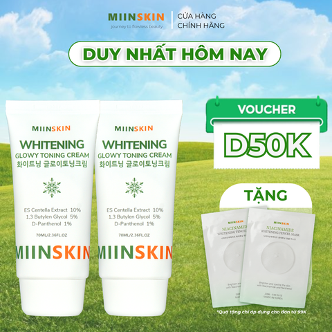 Combo 2 Kem Dưỡng Da Nâng Tone Và Ngừa Nếp Nhăn Miinskin - Miinskin Whitening Glowy Toning Cream