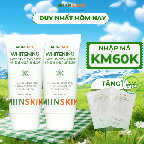 Combo 2 Kem Dưỡng Da Nâng Tone Và Ngừa Nếp Nhăn Miinskin - Miinskin Whitening Glowy Toning Cream