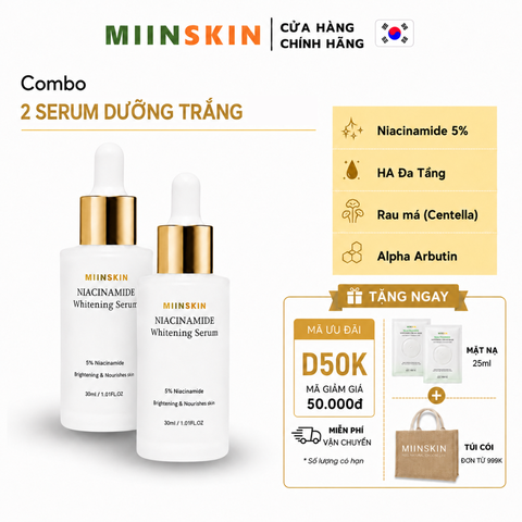Combo 2 tinh chất dưỡng trắng Miinskin 5% Niacinamide – Serum Hàn Quốc giảm thâm, làm sáng đều màu da