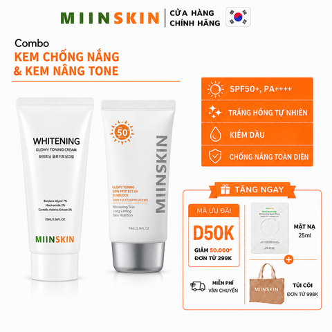 Combo kem chống nắng 70ml và kem dưỡng nâng tone 70ml Miinskin