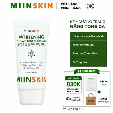 Kem Dưỡng Da Nâng Tone Và Ngừa Nếp Nhăn Miinskin - Miinskin Whitening Glowy Toning Cream