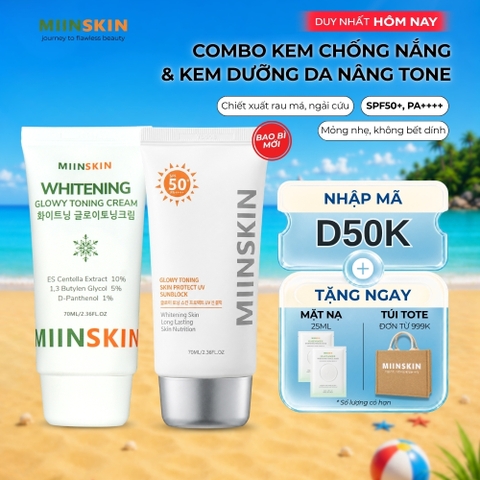 Combo kem chống nắng 70ml và kem dưỡng nâng tone 70ml Miinskin