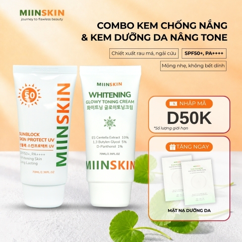 Combo kem chống nắng 70ml và kem dưỡng nâng tone 70ml Miinskin