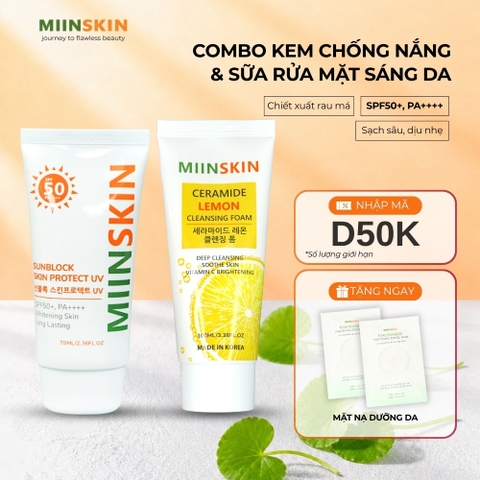 Combo sữa rửa mặt chiết xuất chanh + kem chống nắng vật lý Miinskin