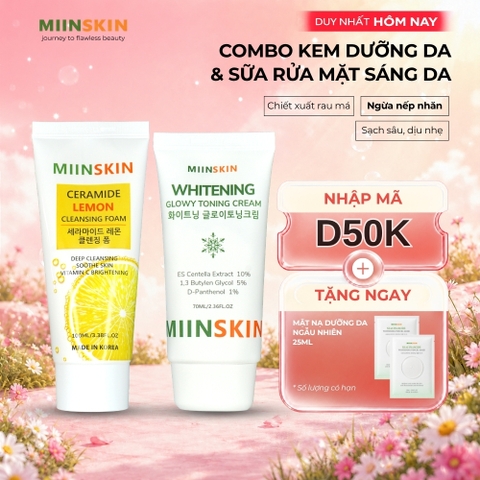 Combo Kem dưỡng trắng nâng tone + sữa rửa mặt chiết xuất chanh Miinskin